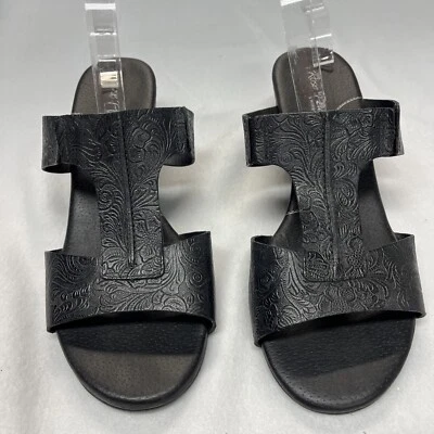 Rose Petals by Walking Cradles Sandalias Deslizantes Mujer Cuero Negro Talla 12 WW Foto 1 de 4