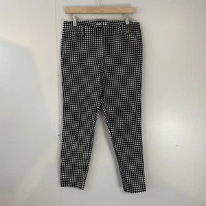 Womens Old Navy Pixie Ankle Pants 6 Black Grid White Grid Striped - Picture 1 of 9