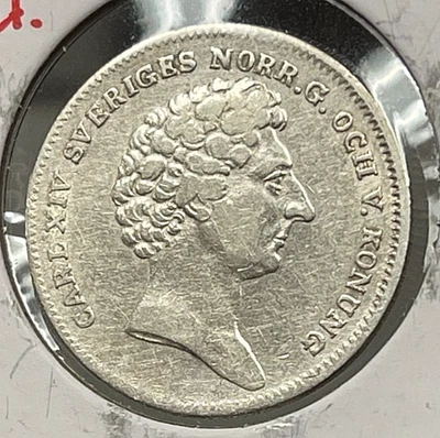 1832 Sweden Eighth 1/8 Riksdaler XF Hairlines - Image 1 of 2