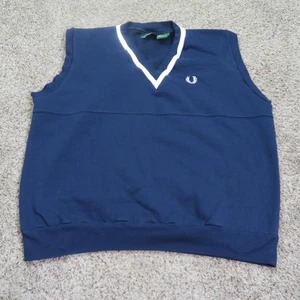Fred Perry Sweater Vest Mens XL Blue V Neck Pullover Tennis Preppy Classic - Picture 1 of 7
