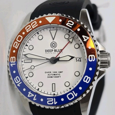 Deep Blue Men's Master 1000 GMT Automatic Watch White Dial 40mm - Image 1 of 4