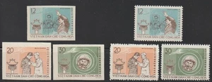1962 N. Vietnam Briefmarken Besuch von Gherma Scott # 211-213 Imperf. + Perf. MNH - Bild 1 von 1
