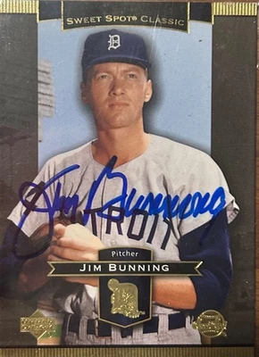 2003 Upper Deck Sweet Spot Classic Jim Bunning #40 🔥 Tigres 🔥 Autógrafo RaRe Foto 1 de 2