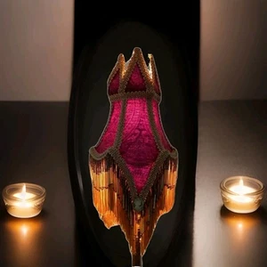 STUNNING BESPOKE CLIP ON LAMPSHADE IN A BURNT ORANGE & GOLD CHENILLE - Picture 1 of 5