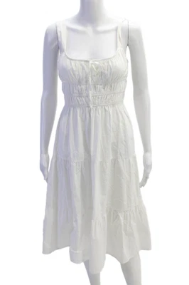 Бежевый ботаники женщин белый хлопок сарафан квадратный вырез без рукавов размер S - Изображение 1 из 4