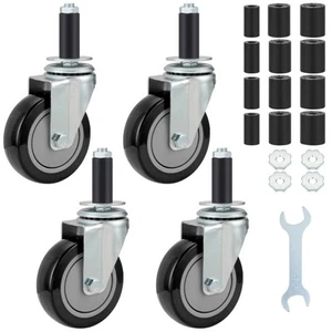 4 Inch Prep Table Cater Wheels Set of 4 Heavy Duty Expanding Stem Casters Fit... - Picture 1 of 7