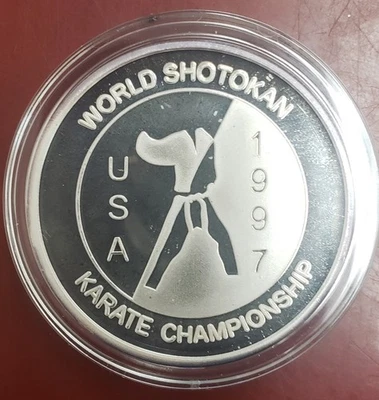 1997 World Shotokan Karate Championship .999 Pure Silver Coin 2 Oz Martial Arts. - Image 1 of 3
