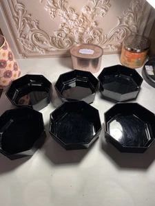 Set of 6 Arcoroc Octime Octagon Black Cereal Soup Bowls - Made in France - Picture 1 of 4
