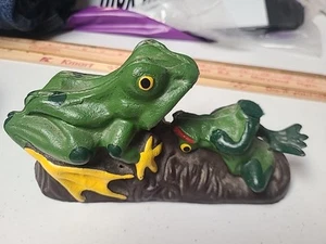 Vintage 8 Inch Cast Iron Two Frog(s) Mechanical Coin Bank - Picture 1 of 6
