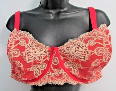 NUEVO 42F CACIQUE BALCONETTE Sujetador de inmersión con aros Floral Encaje Correa de ajuste transparente Foto 1 de 4