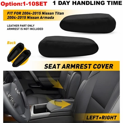 Fit 2004-2015 Nissan Armada Titan Side Seat Armrest Leather Cover Trims 2-20x - Image 1 of 4