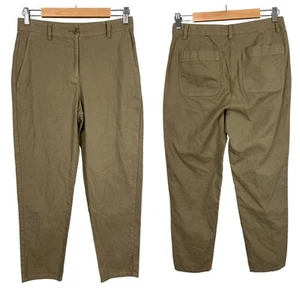 EILEEN FISHER Women's 6P Green Organic Cotton Hemp Stretch Tapered Ankle Pants - Picture 1 of 11