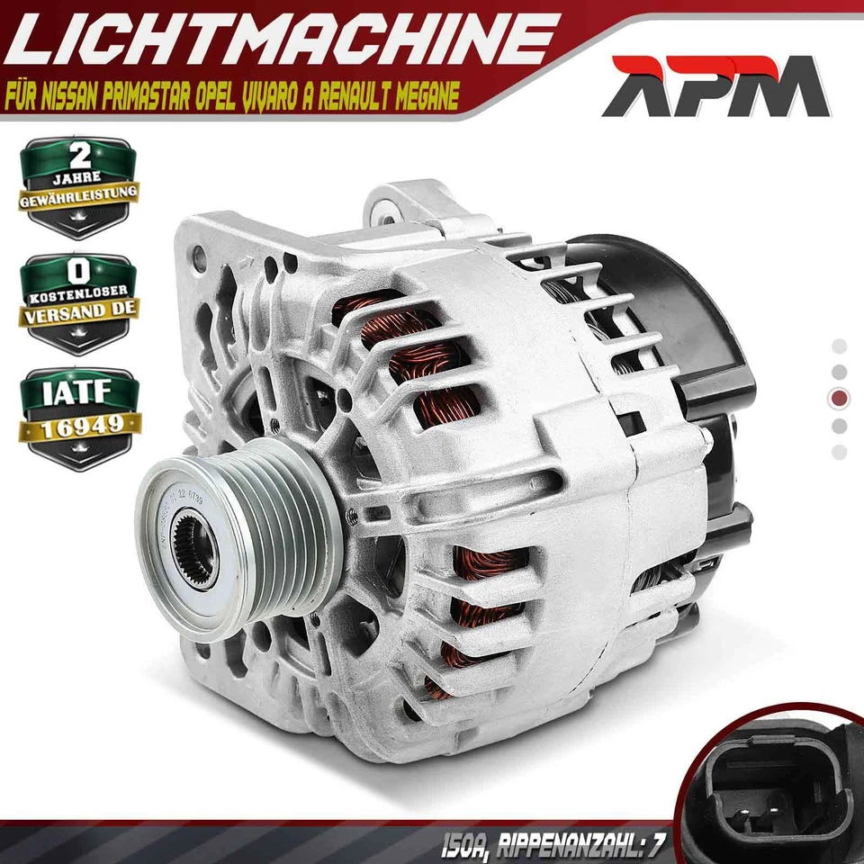 Alternator Generator 150A for Nissan Primastar Opel Vivaro A Renault Megane 2 - Image 1 of 4