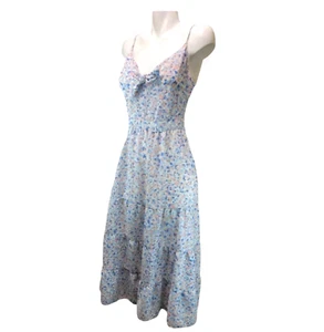 Nanette Lepore Babydoll Tiered Cottage Dress Womens 10 Colorful Floral Pastels - Picture 1 of 22