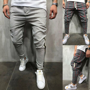 Man Casual Trousers Jogger Fashion Red Stripes Pattern Workout Pants Sweatpants