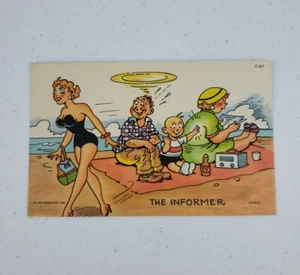 Curt Teich Comic Leinen Postkarte "The Informer" Baby Tattles On Daddy C-847 1956 - Bild 1 von 7