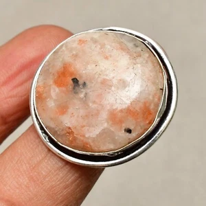 Anello gioiello in argento sterling 925 con pietra del sole misura 9 - Foto 1 di 8