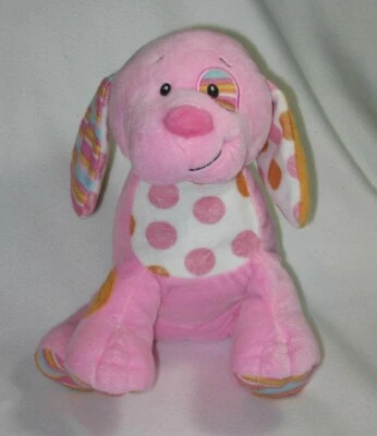 Juguete de peluche Baby Ganz cachorro perro tierno calicó rosa naranja lunares rayas Foto 1 de 4