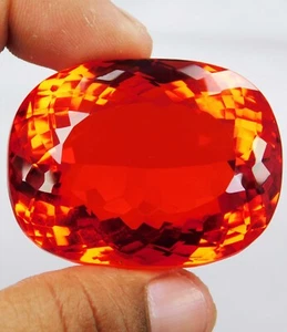 Certified Natural 260.55 Ct Mexican Fire Opal Red Orange Cushion Cut Gemstone - Picture 1 of 9