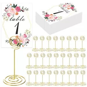 26 PCS Table Number Holder - Card Stand Wire Photo with Floral Cards Place fo... - Picture 1 of 7