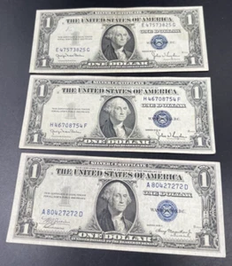 Lot of 3 1935 $1 One Dollar Blue Note Silver Certificates F / VF Conditions #272 - Picture 1 of 9