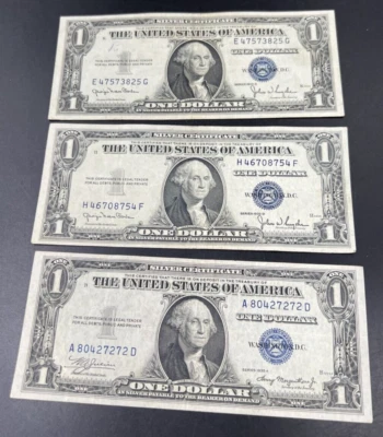 Lot of 3 1935 $1 One Dollar Blue Note Silver Certificates F / VF Conditions #272 - Image 1 of 4