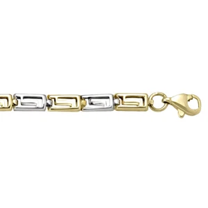 10k, 3.8mm, Yellow & White Gold Fancy Bracelet, 3.3 grams, 7.25", NEW TECA172 - Picture 1 of 1