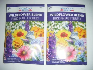2- 14g Packs Humming bird Butterfly WILDFLOWER Mix seeds Hugh Variety of Flowers - Picture 1 of 3