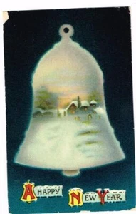 Vintage 1912 PC; A Happy New Year w/Large Bell with Snow Scene Inside - Picture 1 of 1