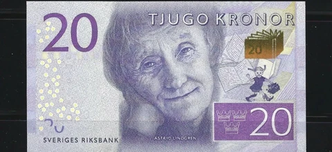 2015 SWEDEN 20 Kronor Banknote CIR. Twenty Swedish Krona Bill Note. Currency SEK Cover