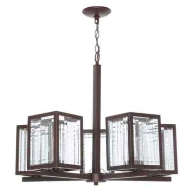 Home Decorators 5-Light Bronze Chandelier with Etched Clear Glass Shades New! - Image 1 of 4