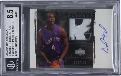 Chris Bosh 2003-04 Upper Deck UD Exquisite Patch Rookie Auto /100 BGS 8.5 NM-MT+ - Image 1 of 2