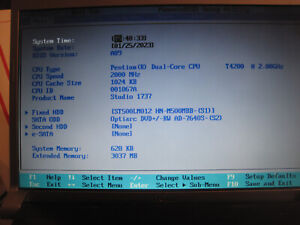 DELL STUDIO 1737 -  BOOTS TO BIOS - 3 GB MEM - 500 GB HDD (wiped)