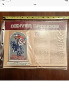 Denver Broncos Willabee & Ward NFL GOLDEN AGE FOOTBALL TEAM PATCH & Stats - Picture 1 of 6