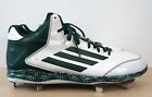 New Adidas Poweralley 2 Mid Green White Metal Spike Baseball Cleats Shoes Sz 16