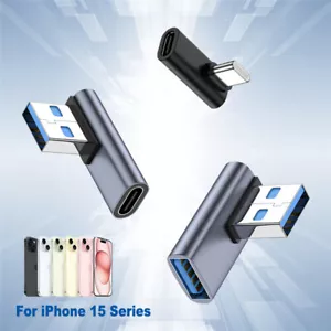 Adaptador 90 ángulo recto tipo C USB C a USB A/USB C carga rápida iPhone 15 Pro Max - Imagen 1 de 12
