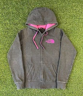 The North Face Full Zip Hoodie Gray And Pink Womens Medium Sweater Long Sleeve • 14.99€