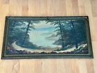 Antique Art Nouveau Wood Pie Crust Picture Frame With Oil Painting on Board.