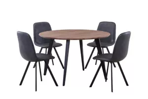 LARKIN 5 PIECE DINING SET/ ROUND DINING TABLE 120CM & 4 AGNES DARK GREY CHAIRS - Picture 1 of 8