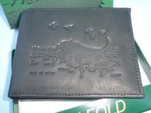DUCK HUNTING DOG scene Leather BiFold Wallet NIB by Rico black - Picture 1 of 7