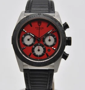Tudor Fastrider Chronograph Red Steel 42mm 42010N Leather Automatic - Picture 1 of 8