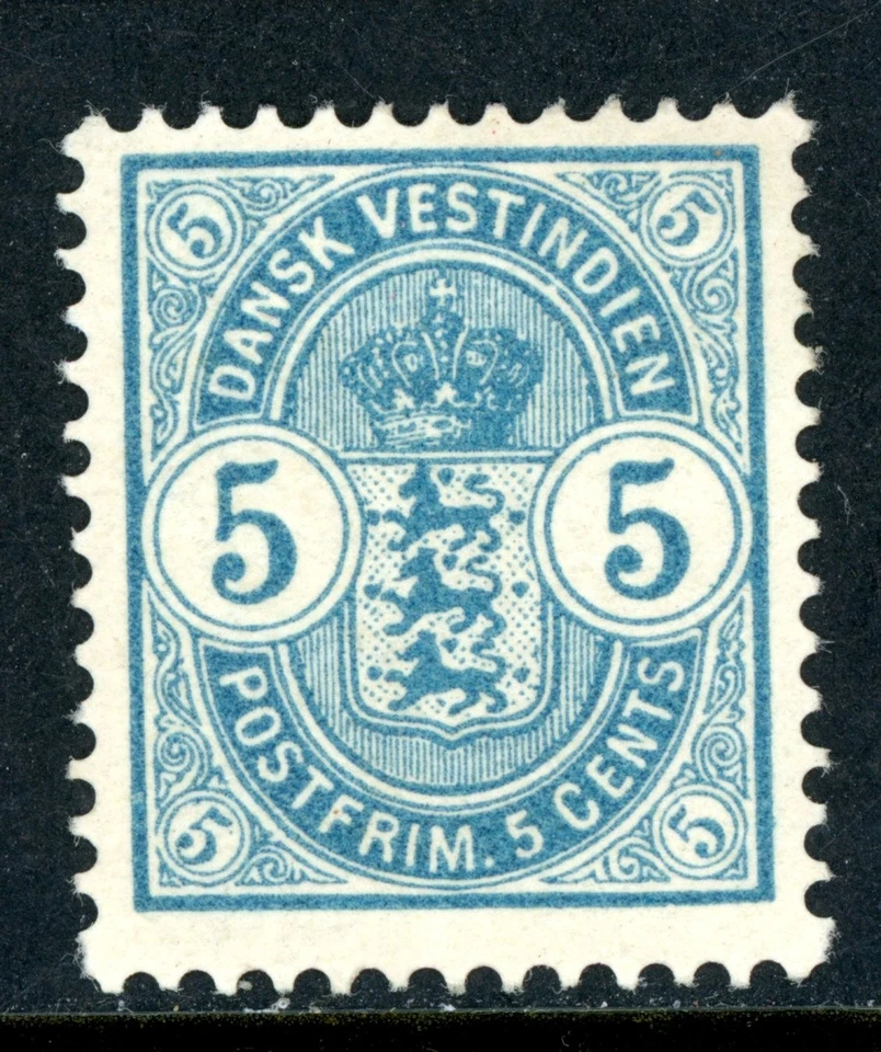 Danish West Indies 1900 DWI 5¢ Blue Scott #22 Mint I620 - Image 1 of 4