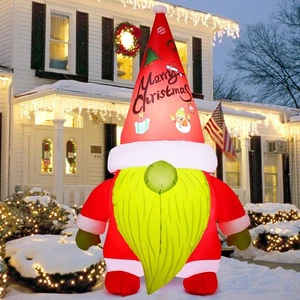 6 FT Christmas Inflatables Gnomes Outdoor Decorations Blow Up Yard with Built... - Foto 1 di 6