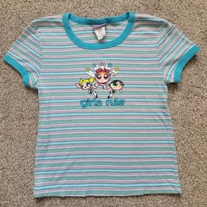 Vintage 2000 Powerpuff Girls Cartoon Network Girls Rule T-shirt Kids Size M Rare - Picture 1 of 13