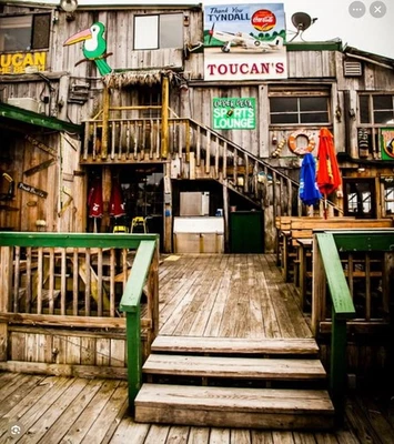Camisa de golf Toucan’s On The Beach - Mexico Beach, Florida - vintage, XL Foto 1 de 4