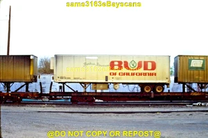 ORIGINAL SLIDE BUD OF CALIFORNIA REEFER TOFC ON FLAT 1978 - Picture 1 of 1