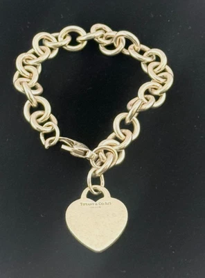VINTAGE TIFFANY STERLING SILVER CHUNKY HEART BRACELET - New Clasp Needed - image 1 of 3