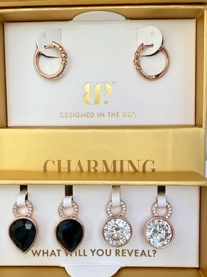 Argolas encantadoras festa bomba "uma rainha moderna" ouro rosa diamante ônix preto - Imagem 1 de 4