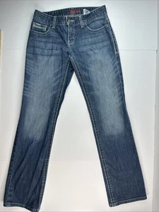 ADA Cinch Jeans Womens 27/3 Long Blue Dark Wash Low Rise Boot Cut Silver Tab  - Picture 1 of 9