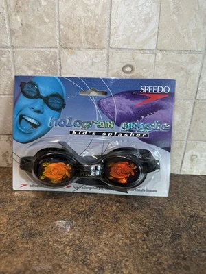 Vintage Speedo Hologram Piranha Kids Swimmings Goggles Old Stock NEW Rare Find - Image 1 of 4